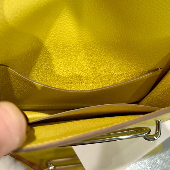 NIB Hermes Roulis Slim Wallet Evercolor Leather Lime Yellow PHW with Receipt - Picture 9 of 11
